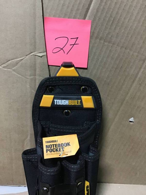 lot 27 image: TOUGHBUILT 5 in. 8-Compartment Large Technician 6-Pocket Pouch, Black not used