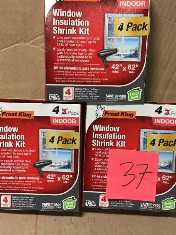 lot 37 image: Frost King EO Indoor Window Insulation Kit (4 per Pack) QTY 3 new