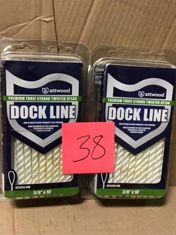 lot 38 image: Attwood 38 in. x 10 ft. White Twisted Dockline QTY 2 new
