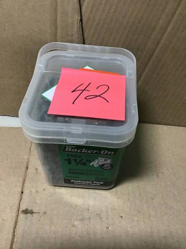 lot 42 image: Backer-on Cement Board Screw Tapcon Drywall Screws not used open box