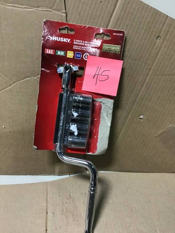 lot 45 image: Husky 4-in-1 SpeederBreaker Bar open box in like new condition