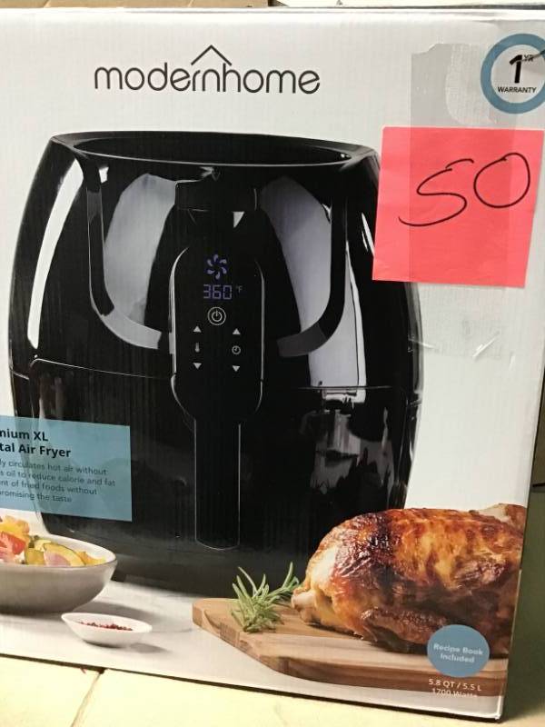 lot 50 image: modernhome Premium Digital Air Fryer (5.8 Qt.1700-Watt) open box in like new condition