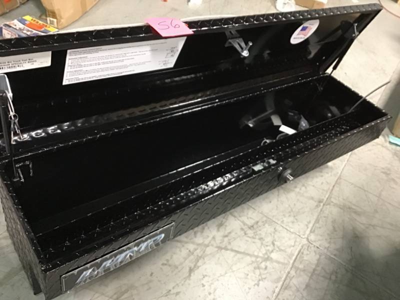 lot 56 image: Lund 48 in. Aluminum Side Mount Truck Box, Black in very good condition