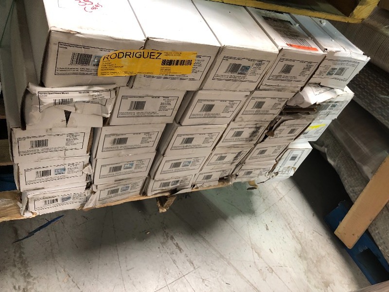 lot 113 image: Home Decorators Collection  Hand Scraped Strand Woven Ceruse 38 in. T x 5-18 in. W x 72-78 in. L Engineered Click Bamboo Flooring  35 CASES NOT USED Covers 25.88 sq. ft. RETAIL $ 2275