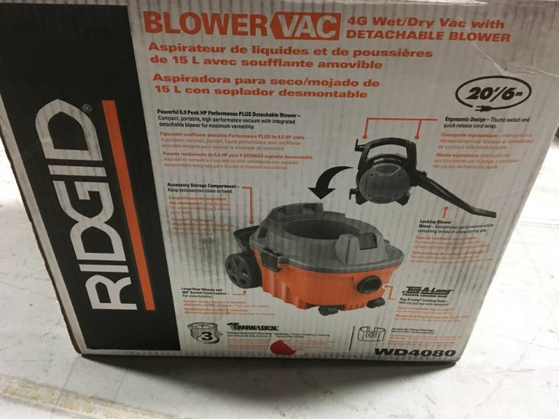 lot 14 image: RIDGID 4 Gal. 6.0-Peak HP Wet Dry Vac in very good condition