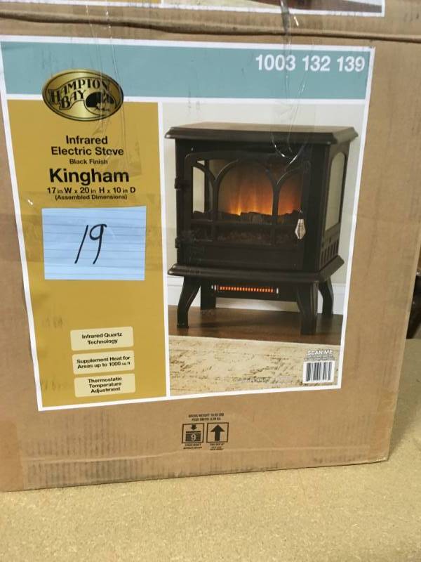 lot 19 image: open box in like new conditionHampton Bay Kingham 1,000 sq. ft. Panoramic Infrared Electric Stove in Black with Electronic Thermostat