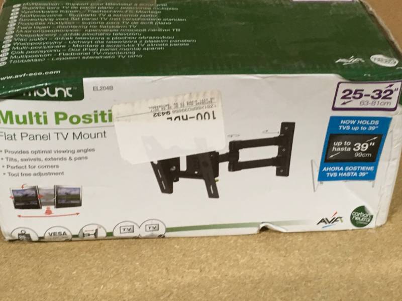 lot 29 image: AVF Multi Position Dual Arm TV Mount for 0 - 39 in. Screens open box in like new condition