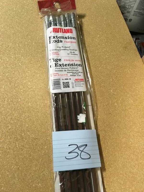 lot 38 image: Rutland 18 ft. Chimney Brush Extension Rod Kit not used