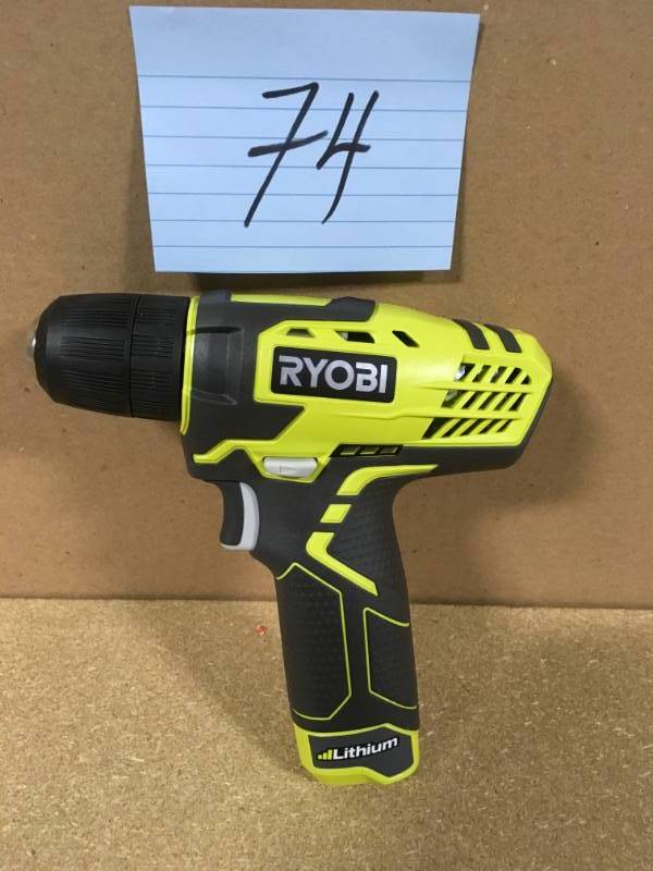 lot 74 image: Ryobi 8-Volt Lithium-Ion Cordless Drill Kit with Charger in very good condition
