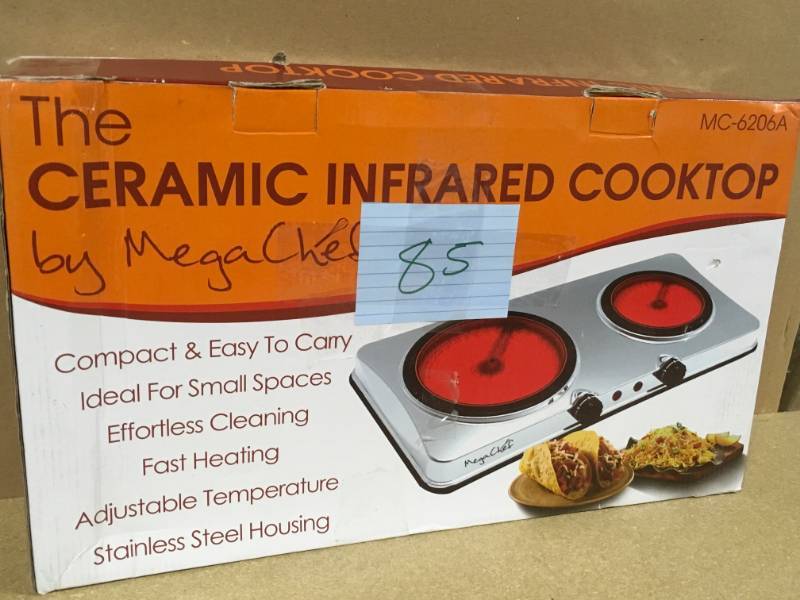 lot 85 image: MegaChef Portable Electric Dual Infrared Burner Cook-Top in good condition