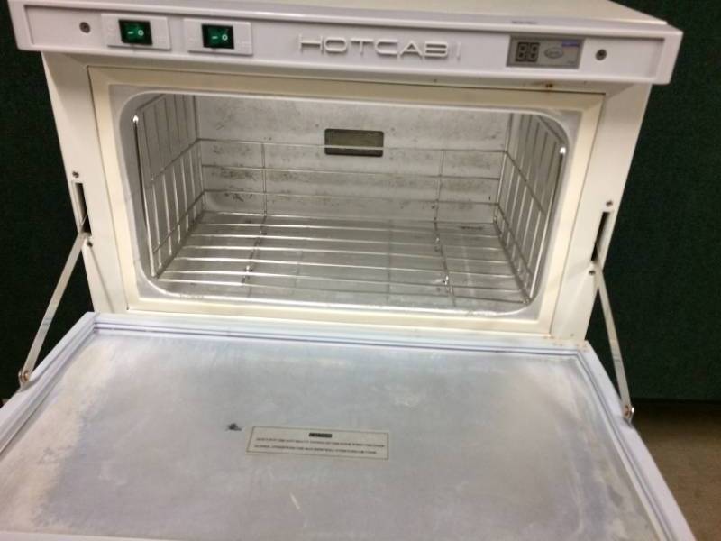 lot 8 image: 2 in 1 Hot Towel Warmer Cabinet UV Sterilizer Hotcabi Large Massage Spa Beauty Salon Equipment - Excellent Working Condition