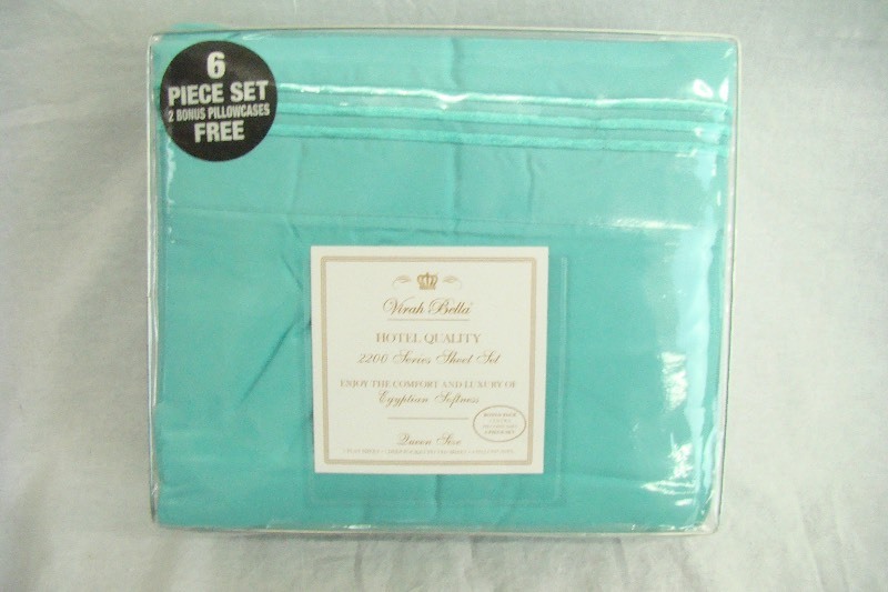 lot 14 image: New in the Package Queen Size Virah Bella Teal Bed Sheet Set
