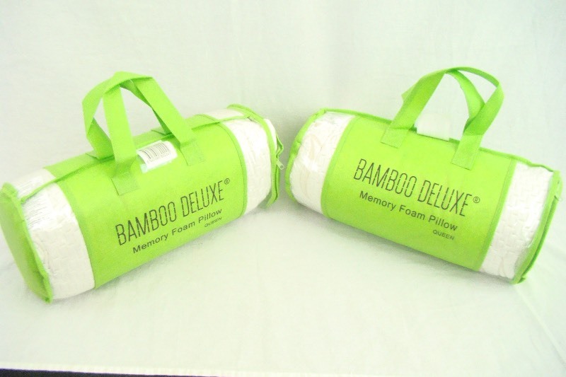 lot 18 image: 2 New Bamboo Deluxe Queen Size Memory Foam Pillows