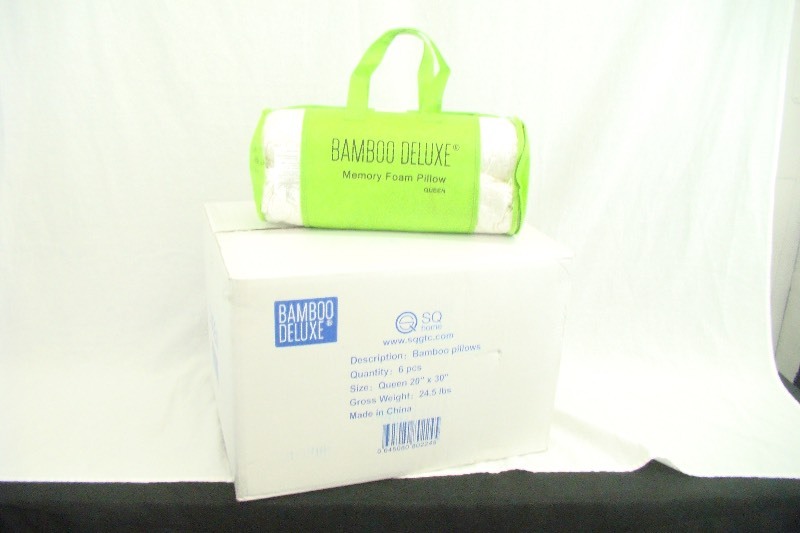 lot 20 image: 6 (Case) New Bamboo Deluxe Queen Size Memory Foam Pillows
