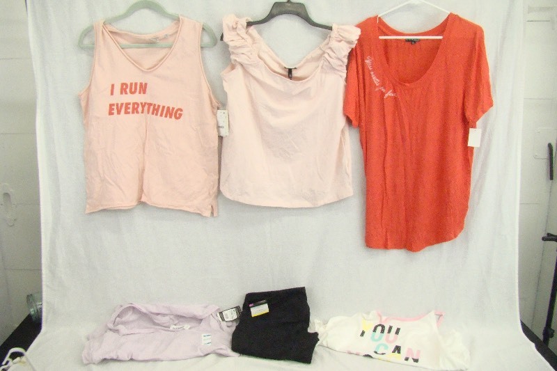 lot 36 image: Lot of New with Tags Womens XL Clothes Shirts, Tank Tops, Athletic Pants