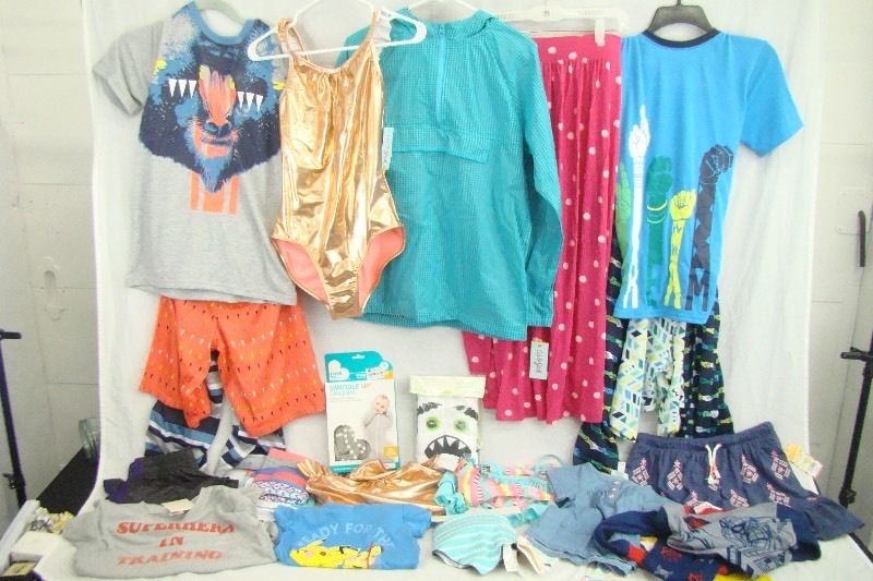 lot 40 image: Lot of New with Tags Infant, Toddler, Kids, Young Adult Clothes and Swimsuits