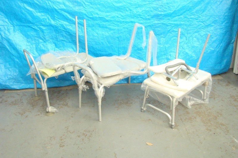 lot 57 image: 3 NEW out of Box Transfer Benches with Detachable Backs