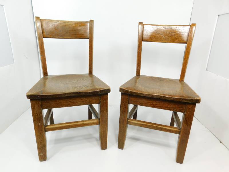lot 49 image: Two Childrens Chairs--(Dark Stain Colored)