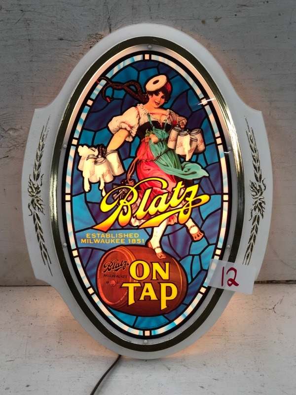 lot 12 image: Blatz Beer Lighted Sign