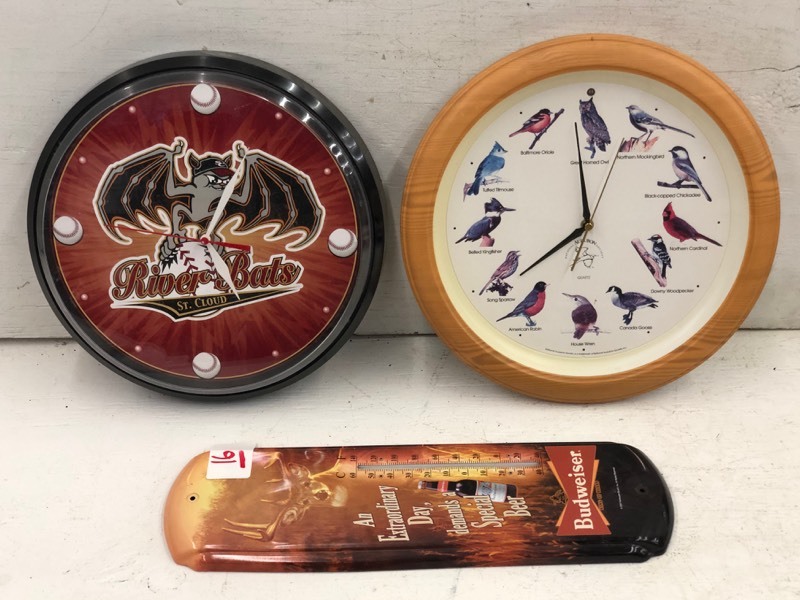 lot 16 image: Thermometer, Wall Clock, Quartz Clock