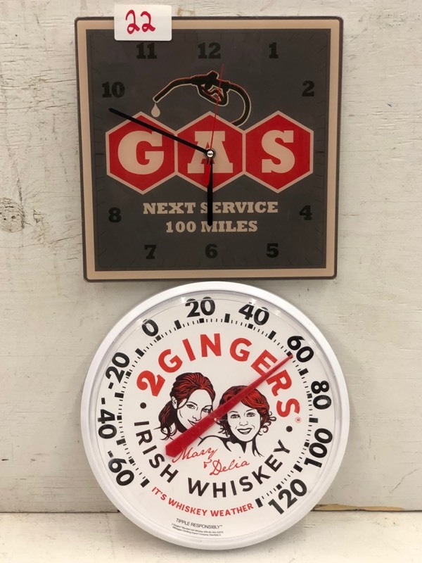 lot 22 image: Wall Clock & Thermometer