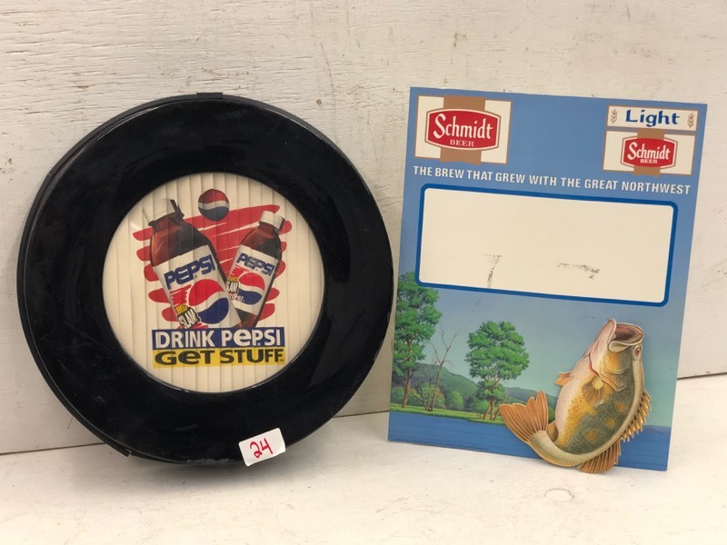 lot 24 image: Schmidt Beer Board & Pepsi 3D Image