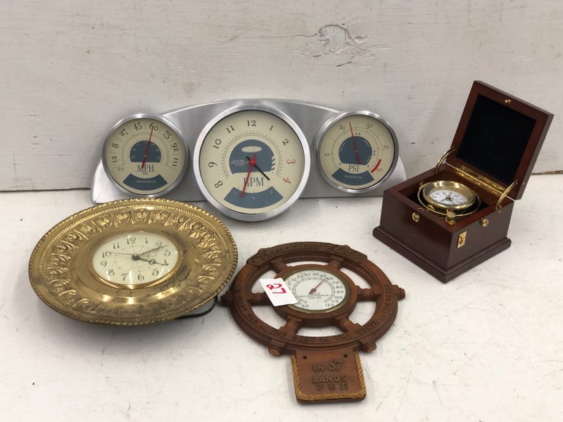lot 27 image: Thermometer, Wall Clock, Quartz Clock, Etc