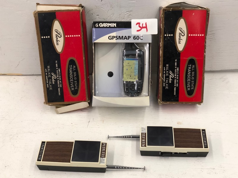lot 34 image: Garmin GPS & Set Of Walkie-Talkies