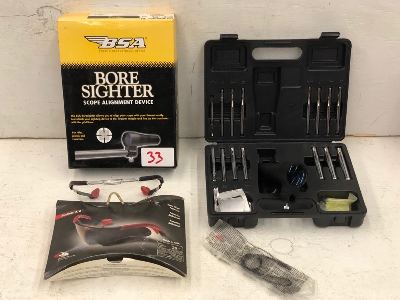 lot 33 image: Hearing Protection Shooting Glasses & BSA Bore-Sighter