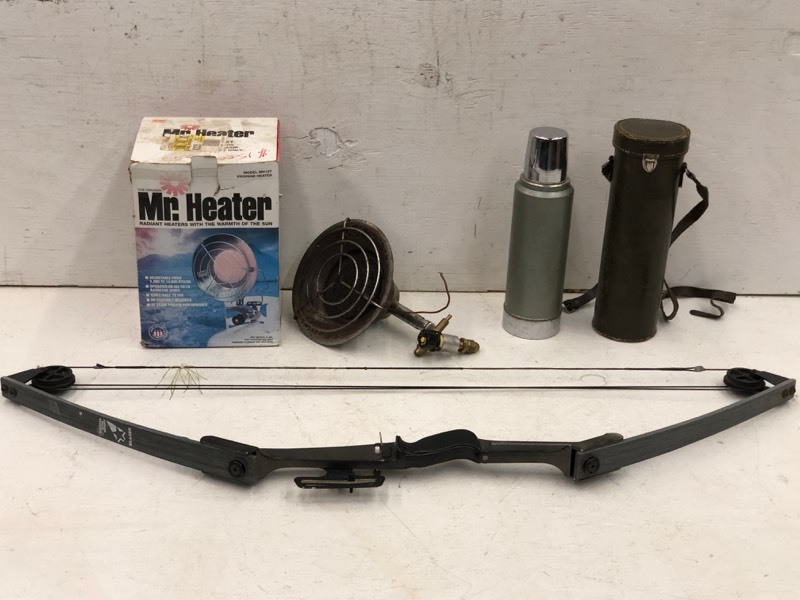 lot 42 image: LP-Gas Heater, Compound Bow, Thermos