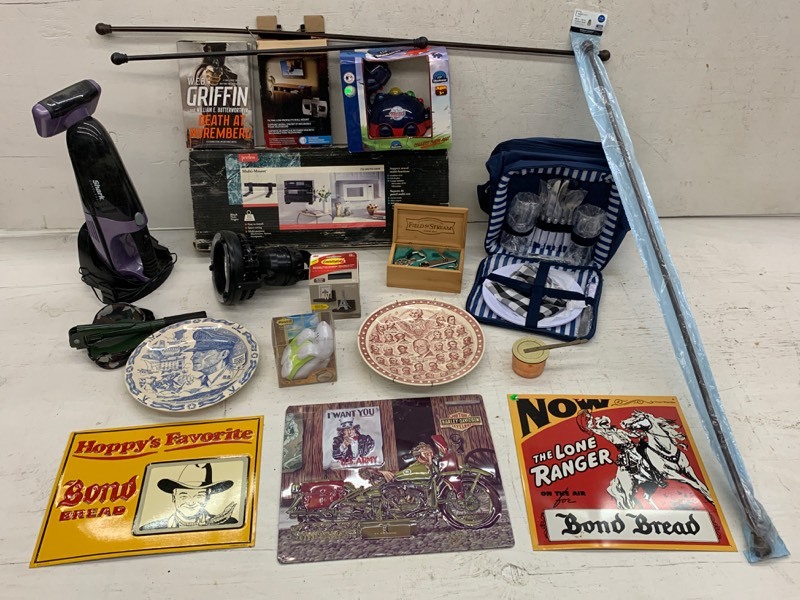 lot 82 image: Tote Of Household Electronics & Etc