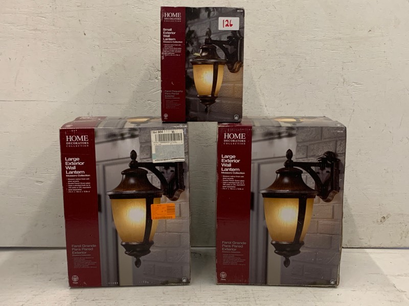 lot 126 image: Lot Of (3) Unused Exterior Wall Lanterns