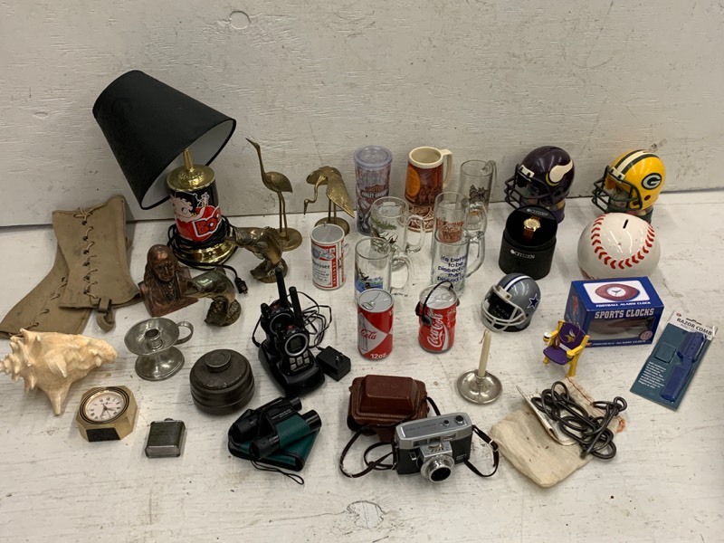lot 129 image: Tote Of Assorted Household Items, Sporting Goods Items, etc