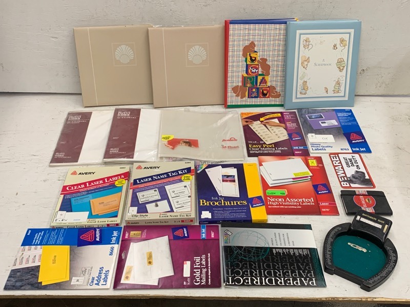 lot 132 image: Assorted Printing Labels, Scrap Books & Supplies, Etc