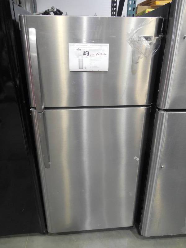 lot 102 image: Frigidaire 18-cu ft Top-Freezer Refrigerator (Stainless Steel) ENERGY STAR