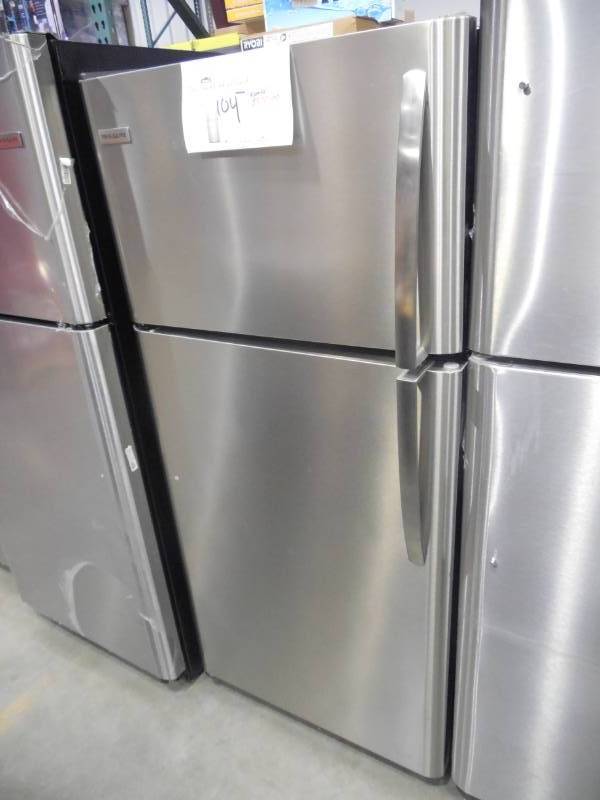 lot 104 image: Frigidaire 18-cu ft Top-Freezer Refrigerator (EasyCare Stainless Steel)