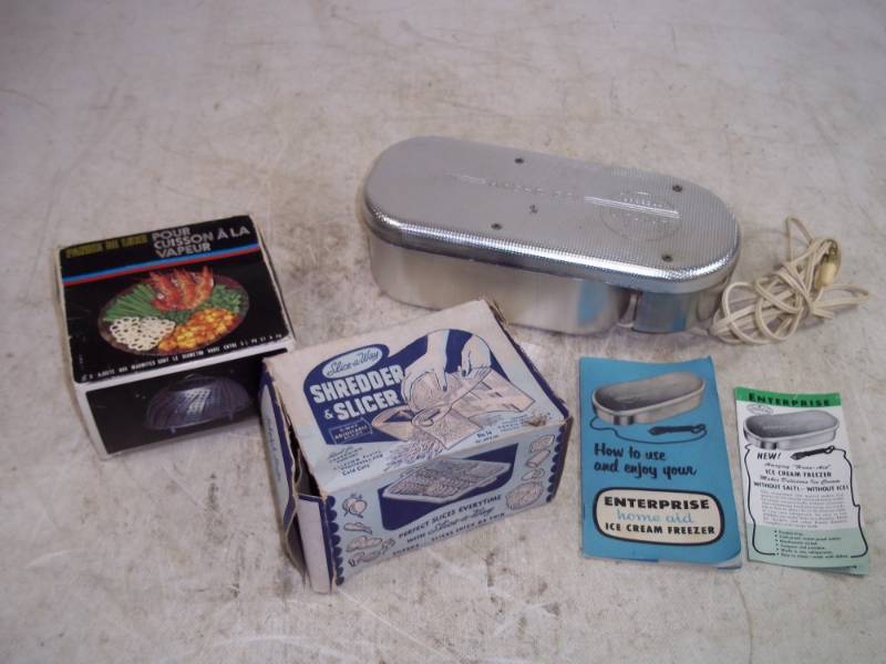 lot 153 image: Home Aid Ice Cream Maker (consignor states works), Slicer, Strainer