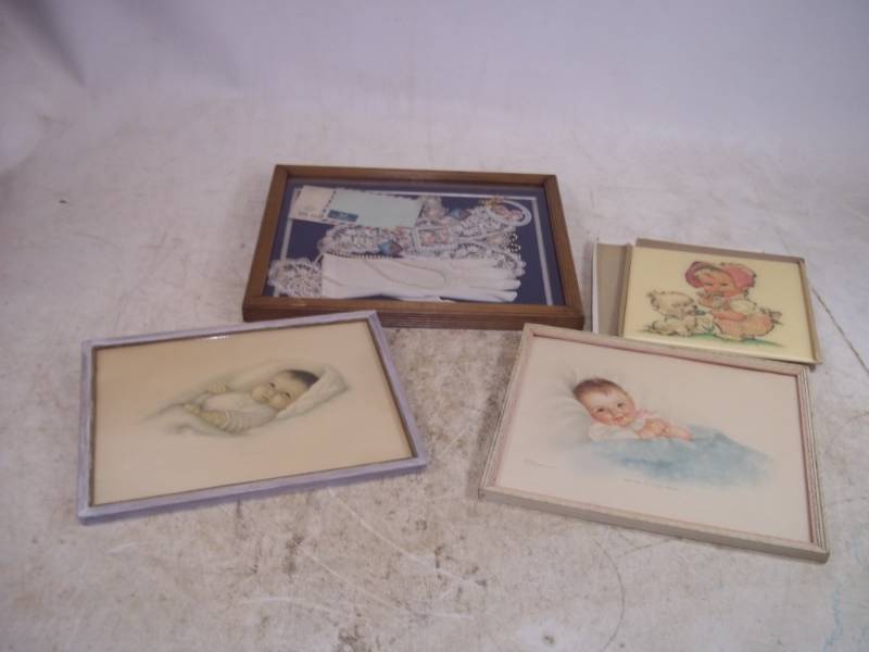 lot 159 image: 1962 Hawley Baby Plaques, Shadow Box, Baby Pictures
