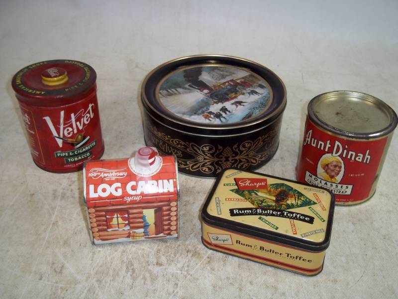 lot 165 image: Log Cabin, Sharps Toffee, Tobacco, etc. Tins