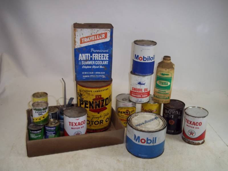 lot 51 image: Vintage Oil Can Lot most full