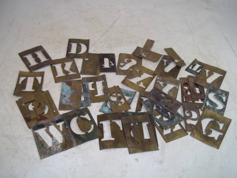 lot 181 image: Rare Vintage Brass Letter Stencils