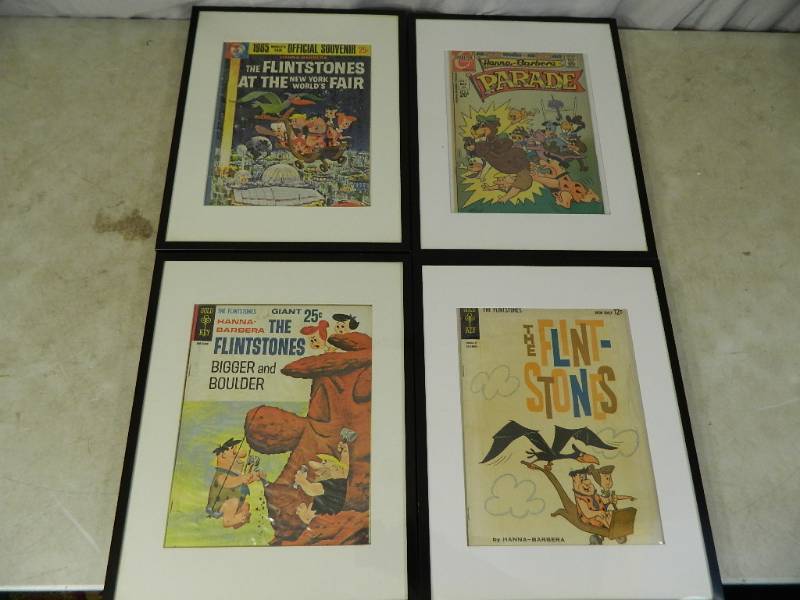 lot 130 image: 4 Very Old Comic Books in Frames