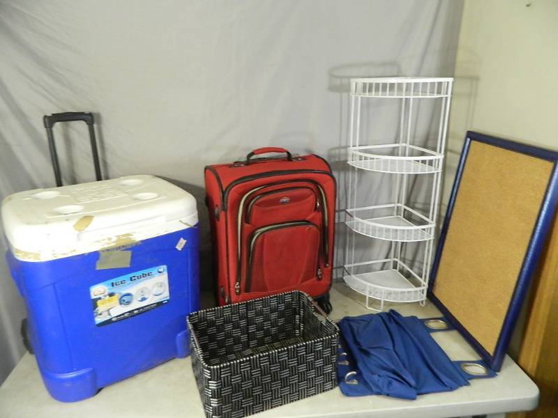 lot 133 image: Cooler, Suitcase, Shelf, and More