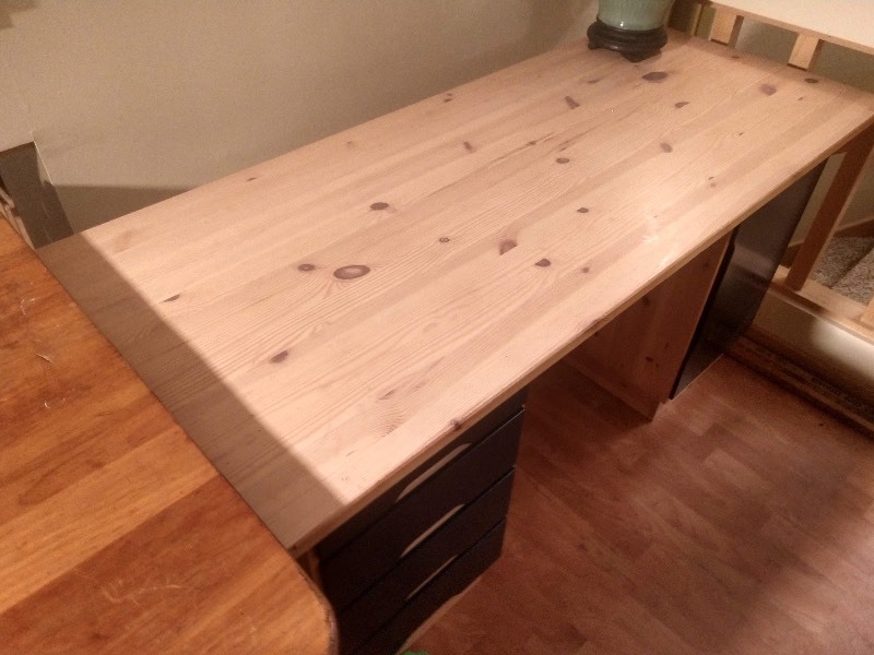 lot 13 image: Wood IKEA Desk. Very Good Condition