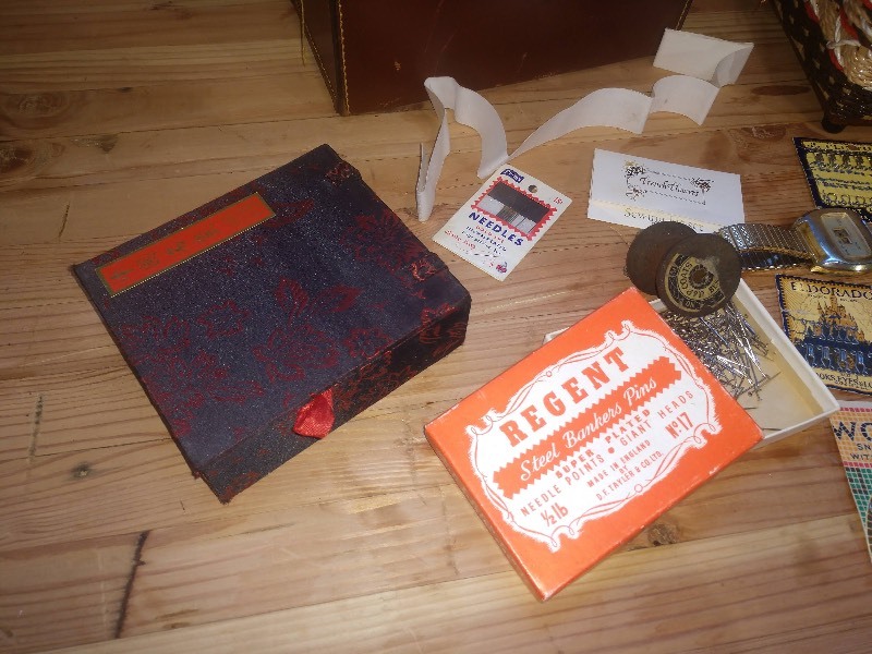 lot 143 image: Lot of Ethnic Boxes, Asian Bird Figurines, Vintage Briefcases and Vintage Sewing Items