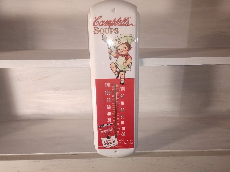 lot 155 image: Campbells Soups Metal Thermometer