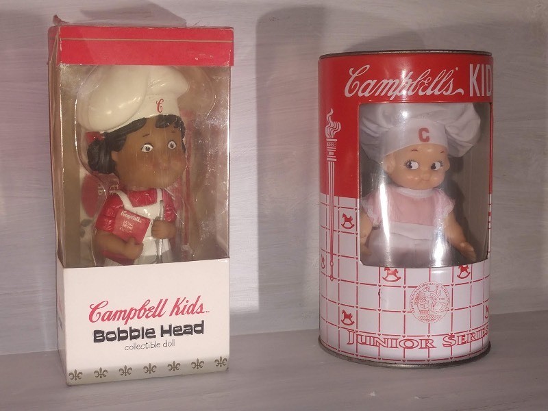 lot 168 image: Two Campbells Kids Bobbleheads, Two Campbells Kids Junior Series in Tins