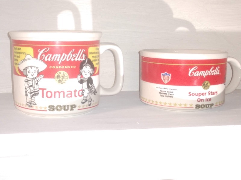 lot 180 image: One Campbells Souped Stars on Ice Soup Mug with Signatures and Campbells Tomato Soup Mug