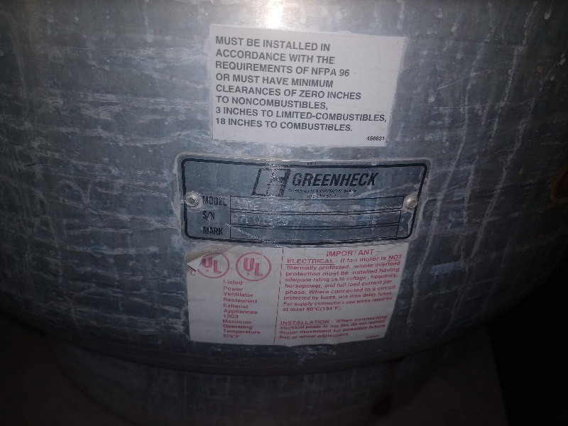 lot 181 image: Greenheck Exhaust Fan CUBE-95- 4G-OD