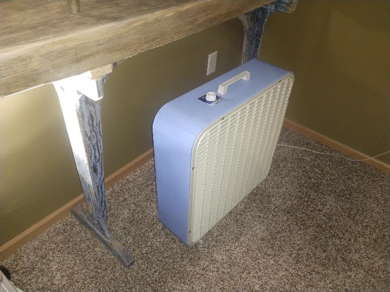 lot 186 image: Two Chairs and One Vintage Periwinkle Color Fan